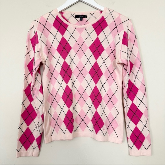 Burberry Argyle Plaid Pink Sweater Mean Girls - Picture 1 of 11